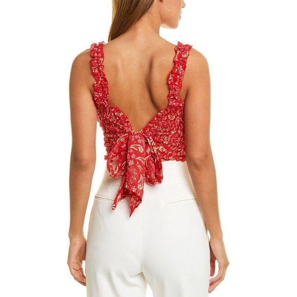 Coolchange Women's Size Large Pink Polka Dot Smocked Daria Top Tie‎ Back - Picture 9 of 10